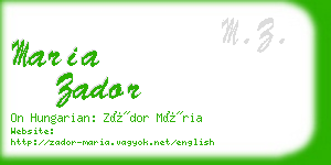 maria zador business card